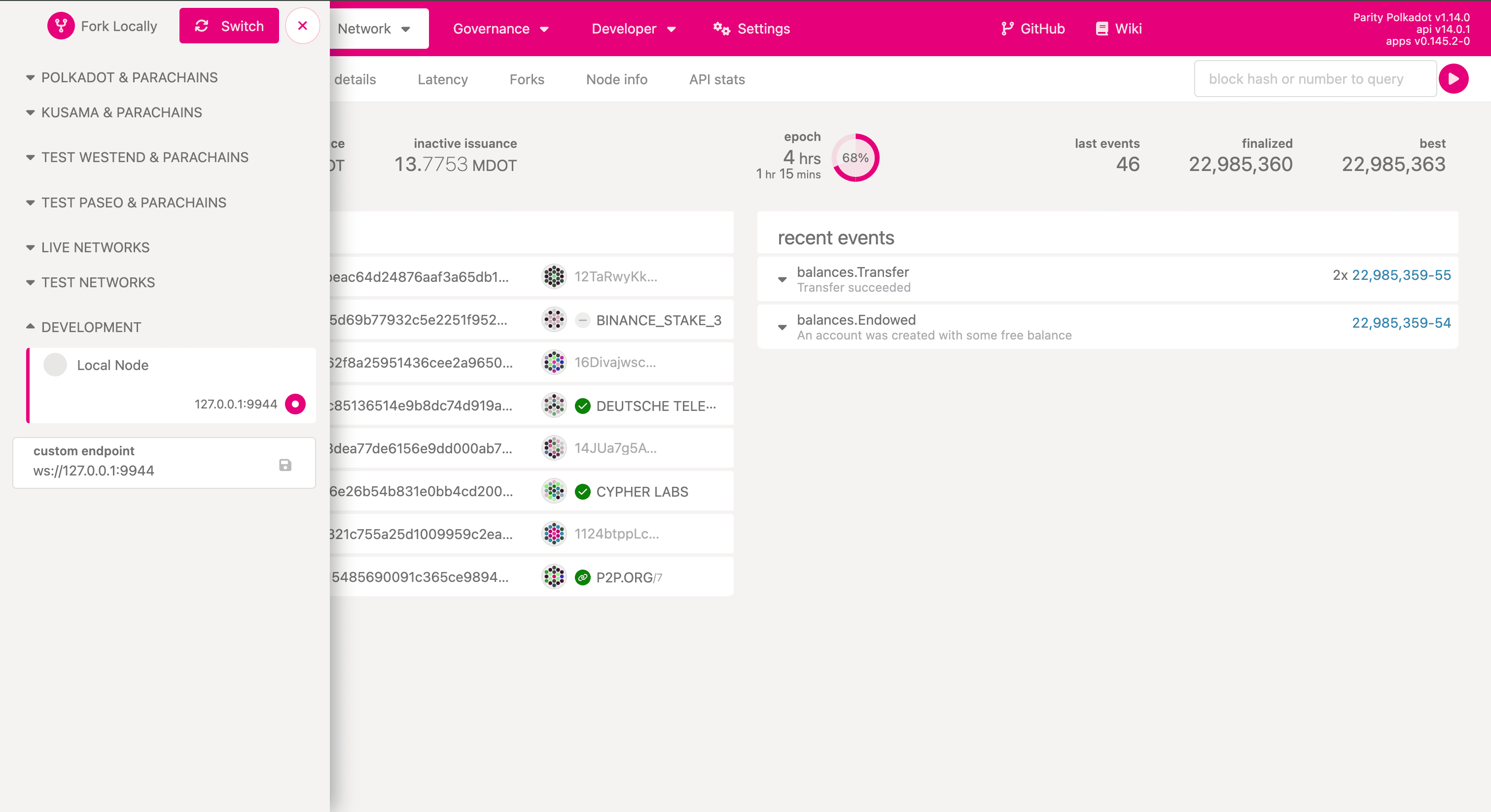 Connect to Local Node